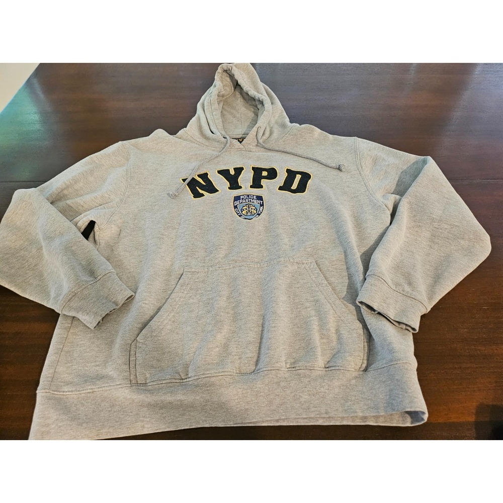 New‎ York City Police Department NYPD Licensed Hoodie Sweatshirt Gray Mens Large